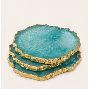 Ensemble de sous-verres au design attrayant, bordure plaquée or, motif géode, pour tasses à thé et à café, idéal pour la décoration de la maison de luxe et les cadeaux, vente en gros - Product Image 4