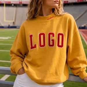 Sweat-shirt tendance personnalisé pour femme grande taille en coton, col montant, avec logo brodé vintage, style sport décontracté - Product Image 5