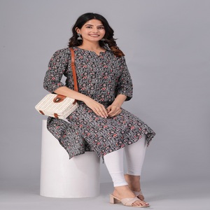 Women Black Printed <b>Kurti</b> Ethnic Casual Wear <b>Kurti</b>, Work <b>Kurti</b> , Trendy <b>Kurti</b> , New Kurta - Product Image 2