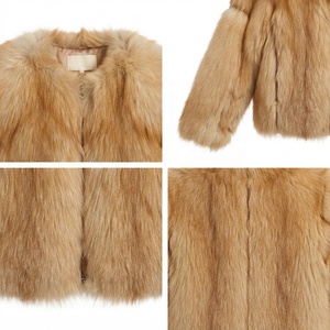 Abrigo de Piel de Zorro para Mujer, Corto, Informal, de Invierno, Manga Larga, Grueso, Color Sólido, con Ribete de Piel - Product Image 4