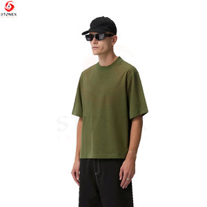 เสื้อยืดทรงบ็อกซี่โอเวอร์ไซส์สำหรับผู้ชาย ผ้าฝ้ายเนื้อหนา สไตล์สตรีทแวร์ ไหล่ตก สำหรับแฟชั่นลำลองสมัยใหม่และสไตล์คนเมือง - Product Image 3