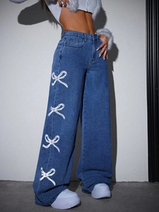 Jeans décontractés pour femmes, taille haute, coupe droite, respirants, séchage rapide, grande taille, qualité supérieure, vente en gros OEM sur mesure - Product Image 4