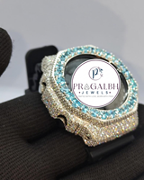 Luxuriöse Vollständig mit Diamanten Besetzte Uhr Micro Pave Moissanit-Lünette Edelstahl Herren Hip-Hop-Uhr