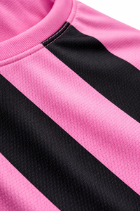Men's <b>Pink</b> Black Striped Soccer Jersey Set Short Sleeve V-Neck Quick Dry Polyester Athletic Uniform All Seasons - Product Image 4