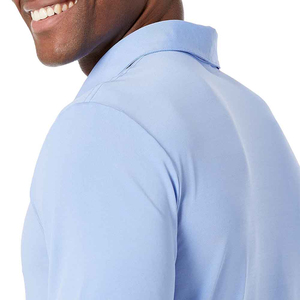 Low MOQ Custom Men's <b>Light</b> <b>Blue</b> Short Sleeve for <b>Shirt</b> 100% Cotton Canvas Knitted Casual Solid Color Breathable Anti-Wrinkle - Product Image 5