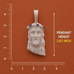 Custom <b>Men</b> Sterling <b>Silver</b> Iced Out Moissanite Diamond Studded Jesus <b>Pendant</b> - Product Image 3