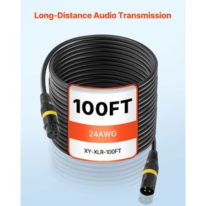 Confezione da 2 Cavi XLR Schermati Bilanciati da 30 Metri, Placcati in Oro, a 3 Pin, per Microfono e Altoparlante, Connettori Maschio e Femmina - Product Image 5