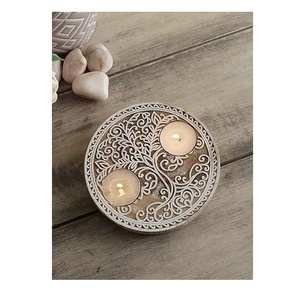 Portavelas Mandala Rústico de Madera con Soporte para Velas de Té, Adorno Bohemio para Decoración de Mesa y Relajación - Product Image 2