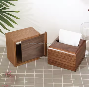 Porte-mouchoirs en bois élégant pour bureau à domicile et décoration de salle de bain Conteneur en bois de noyer - Product Image 5