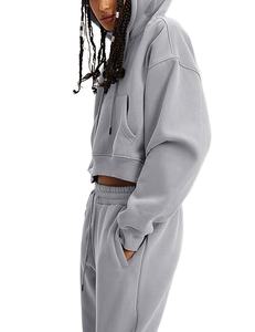 Heavy <b>Weight</b> Cotton Fleece Drop Shoulder <b>Womens</b> Tracksuit Oversized Hoodies Unisex Sweatpants <b>Set</b> - Product Image 3