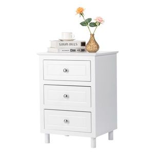Comodino in Legno Massello di Rovere, 3 Cassetti, Grande, Bianco, Design Moderno per Camere da Letto e Appartamenti - Product Image 4