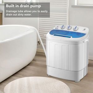 Lavadora Compacta Semiautomática de Doble Tambor XPB46-RS4 de 15 Libras, Estándar Estadounidense, Blanca y Azul, con Bomba de Drenaje Integrada - Product Image 1