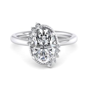Oval Cut Moissanite Diamond S925 Silver Side <b>Spray</b> Plain Band Special Anniversary Gift Women Ring - Product Image 3