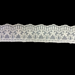 Ruban en nylon floral festonné, brodé de dentelle en organza blanc élégant, léger et écologique, directement de l'usine, pour vêtements - Product Image 2