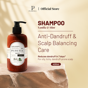 PURESIA Shampooing sans SLS Vanille & Menthe 400ml Soin équilibrant du cuir chevelu antipelliculaire pour cuir chevelu gras et irrité - Product Image 1