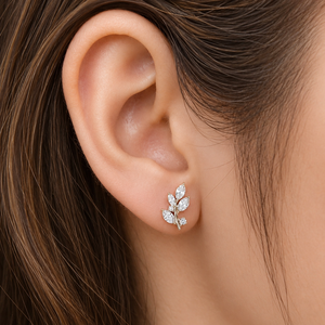 Pendientes de Plata de Ley 925 con Diamantes de Corte Marquesa y Moissanita en Forma de Hoja para Mujer, Joyería de Moda para Compromiso y Boda - Product Image 3