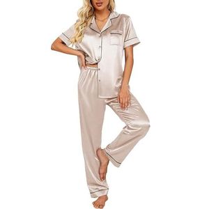 <b>Silk</b> Satin Pajamas <b>Set</b> Women Short Sleeve Sleepwear Soft Button Down Loungewear <b>Pjs</b> <b>Set</b> - Product Image 1