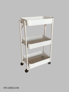 3 Tier Metal Rolling <b>Storage</b> Cart with Wheels for Kitchen Living Room Heavy Duty Powder Coated Indoor use - Product Image 3