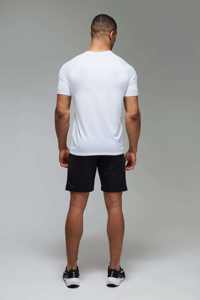 T-shirt blanc ajusté pour homme, mélange de coton, col rond, vêtements de sport, coupe slim, étiquette privée personnalisée - Product Image 5