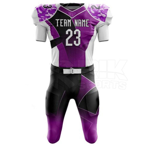 Uniforme de Fútbol Americano Sublimado al por Mayor, Transpirable, con Paneles Laterales de Malla Elástica y Nombre del Equipo - Product Image 1