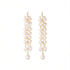 Drop Pearl Earrings with Cluster Design for Wedding Party Gift - Product Image 3