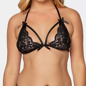 Ensemble de lingerie noire en dentelle pour femmes avec design ajouré et détails en nœuds, lingerie sexy pour femmes de qualité supérieure - Product Image 6