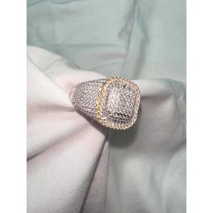 Iced Out Pavé <b>Ring</b> 14K Gold Baguette & Round Cut Simulated Diamond <b>Ring</b> <b>Statement</b> Hip Hop Jewelry Bold Designer <b>Ring</b> - Product Image 1