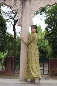 Vestido largo indio hecho a mano de algodón con estampado floral para mujer, elegante vestido de fiesta, regalo de novia personalizado para ella en venta - Product Image 6