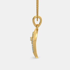 Yellow Gold Butterfly Heart Lab Grown Diamond Pendant Necklace - Product Image 5