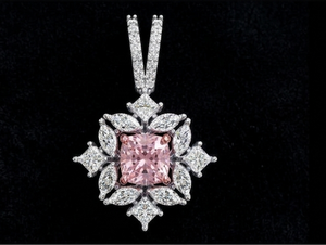 Fancy Pink Cushion Cut Lab Grown Diamonds Pendant Necklace Diamond Flower Halo Pendant for Women Wedding Jewelry - Product Image 1