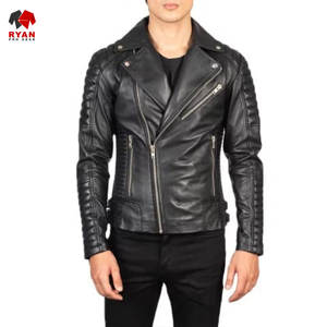 แจ็คเก็ตหนังผ้าระบายอากาศดีไซน์สั่งทำพิเศษสำหรับผู้ชาย ยี่ห้อ Ryan Pro Gear พร้อมบริการสกรีนโลโก้ตามแบบที่ต้องการ และดีไซน์กระเป๋า - Product Image 1