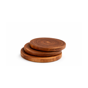 Juego de Posavasos Redondos de Madera Papdi Hechos a Mano, Modernos, Duraderos, No Tóxicos y Biodegradables para el Hogar, la Oficina o el Café - Product Image 1