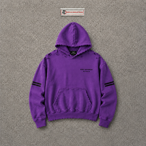 Sudadera con Capucha Morada Oversize para Hombre, 100% Algodón Suave French Terry, Diseño con Estampado en el Bolsillo Delantero, Otoño - Product Image 5