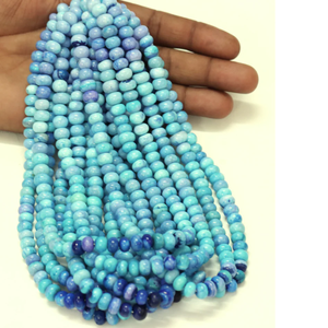 Perles Rondelles en Opale Bleue Pigeon : Perles de Qualité, 7-10mm, pour la Fabrication de Bijoux en Pierres Précieuses - Product Image 1