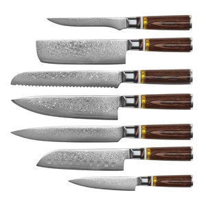 Professional Damascus Steel Kitchen Knife Set With High Performance Blades For Home Kitchen Cooking And Food Preparation - Product Image 1