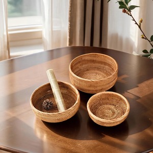 Handcrafted Stylish Bohemian Rattan <b>Baskets</b> For Decorative Storage And Home Interiors Handcrafted Natural Rattan <b>Baskets</b> <b>Shelves</b> - Product Image 3