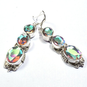 Boucles d'oreilles Mercury Mystic Topaz pour soirée, design époustouflant, prix de gros, boucles d'oreilles en vrac, boucles d'oreilles faites à la main pour femmes - Product Image 2