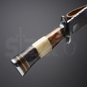 Cuchillo Bowie de Caza OEM Personalizado Hecho a Mano de Acero D2, con Mango de Hueso Teñido, Hoja Fija, para Camping, Aire Libre y EDC, con Funda de Cuero - Product Image 3