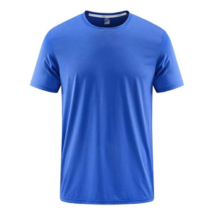 Camiseta de Manga Corta para Hombre, Cuello Redondo, Azul, Corte Regular, Secado Rápido, Tejido de Poliéster, Color Sólido, Informal - Product Image 1
