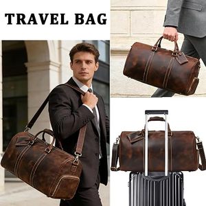 Full Grain Leather Eco-Friendly High Quality Weekender Travel <b>Bag</b> with Shoe Pouch Carry on <b>Overnight</b> Duffle - Product Image 3