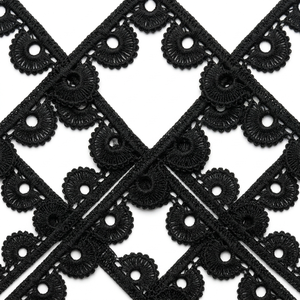 Dentelle Guipure Florale Noire Écologique de Luxe 10mm, Personnalisable, Vente Directe Usine, Emballage de 20 Mètres pour Sacs à Main et Portefeuilles - Product Image 2