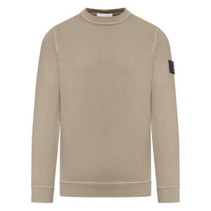 Sweat-shirt à col rond beige pour homme, coupe classique, tricoté, style décontracté, à porter en automne, logo sur la manche gauche - Product Image 1