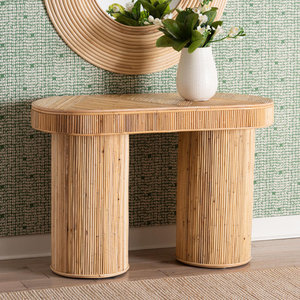 Table console bohème moderne en rotin naturel Mobilier élégant fait main - Product Image 2