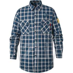 Camisa de Soldador de Franela Azul, Resistente al Fuego, 100% Algodón, Ligera, Manga Larga, Nivel FR, NFPA2112/CAT2 2024 - Product Image 1