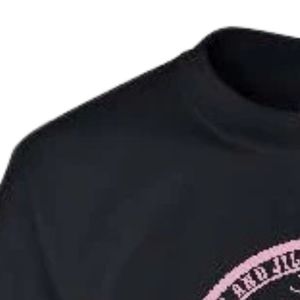 เสื้อยืดแฟชั่นลำลองสำหรับวัยรุ่นสีดำ แขนสั้น พิมพ์ลายขอบสีชมพู คอกลม น้ำหนักเบา เหมาะสำหรับฤดูร้อน ใส่ได้ทุกวัน ยูนิเซ็กซ์ ผ้าฝ้าย 100% - Product Image 3