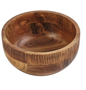 Bols à salade ronds en chocolat, bols décoratifs en bois massif, design classique, bols à fruits en bois d'acacia naturel - Product Image 3