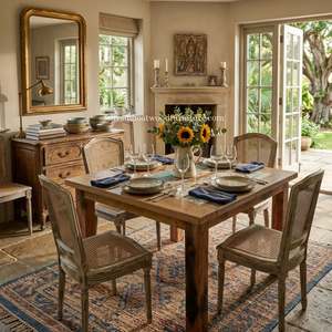 DIVADI Dining <b>Table</b> Java Style KD Leg Square Model <b>Reclaimed</b> Boat Wood Sustainable Design Eco-Friendly For Indoor and Outdoor - Product Image 6