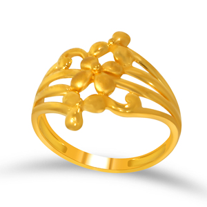 Premium Triple Flower Gold Plated <b>Adjustable</b> <b>Ring</b> for Women Elegant Floral Open Band Finger <b>Ring</b> - Product Image 1