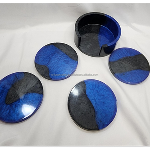 Sous-verres de couleur contrastée en résine de qualité supérieure faits à la main verres artistiques à deux tons élégant moderne décor de table produits en résine - Product Image 6