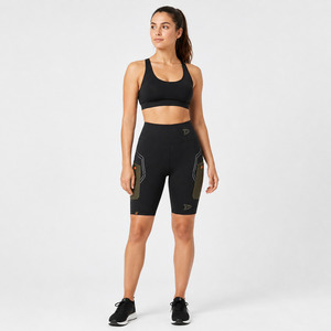 Shorts Deportivos de Cintura Baja para Mujer, con Bolsillo Lateral, Ecológicos, Transpirables, con Cierre de Cordón, de Spandex y Algodón, Color Sólido Negro Oliva - Product Image 4